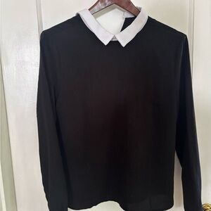 Black Long Sleeve Top with White Collar